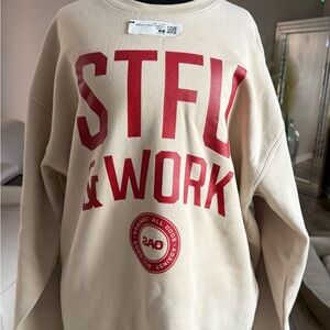 Beige Sweatshirt with Red Graphic